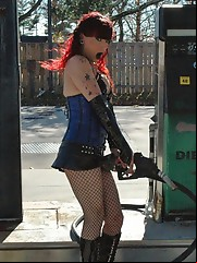 Slutty Kelly posing on streets